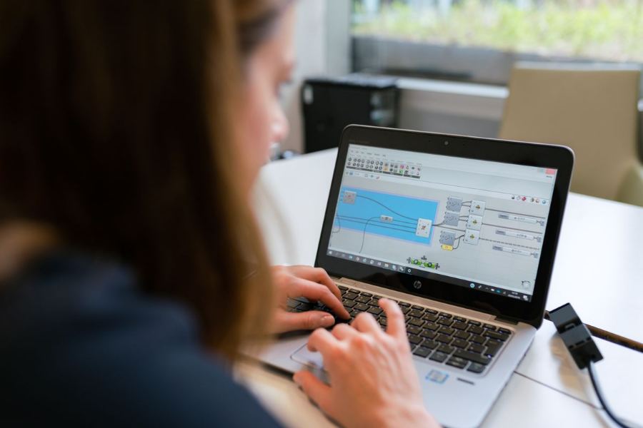 Engineer working on a software workflow