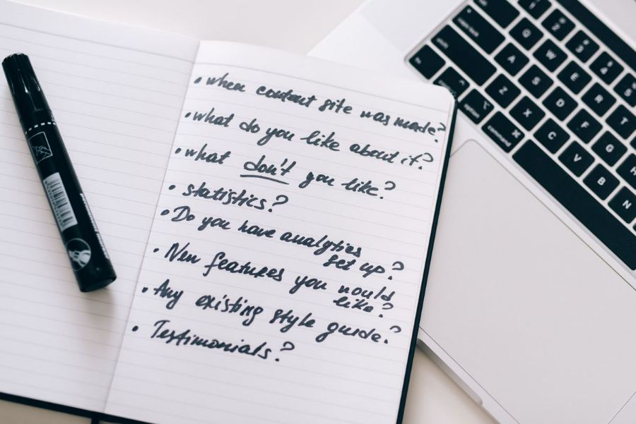 Notebook and marker for taking notes